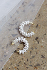 Bold Pearls Hoop Earrings Gold
