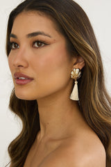 Alora Shell Tassel Earrings Gold/Ivory