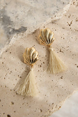Alora Shell Tassel Earrings Gold/Ivory