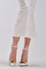 AZALEA WANG ESMARIA WHITE METAL EMBELLISHED PUMP
