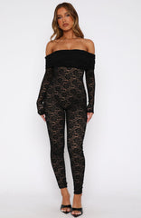 Evening Soiree Long Sleeve Jumpsuit Black