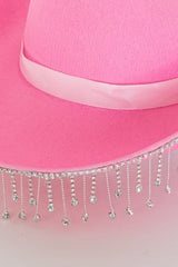 Dolly Diamante Fringe Cowboy Hat Pink