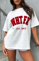 Give It Away Oversized Tee Grey Marle/Red