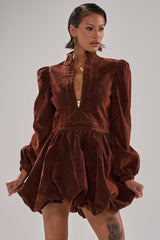PASS THE BUBBLY MINI DRESS IN VELVET DENIM