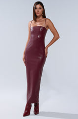 SHAI PU MIDI DRESS IN BURGUNDY