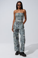 STEPH CAMO DENIM RELAXED PANT