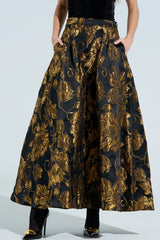 IN THE WILD FLORAL BROCADE MAXI SKIRT