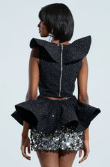 MS FASHIONISTA SLEEVELESS RHINESTONE BLOUSE