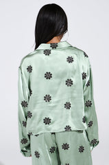 DREAMS COMING TRUE SATIN BUTTON DOWN TOP