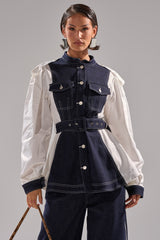 DIANA DENIM AND POPLIN BUTTON DOWN