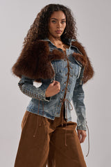 TRY ME BABY LACE UP DENIM TOP