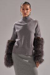 TOUCH ME SWEATER WITH FUR CUFFS
