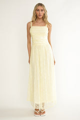 Dahlin Frill Strap Lace Overlay Maxi Dress Butter