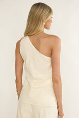 Dahlise One-Shoulder Side Tie Top Cream