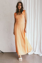 Bronte Ruffle Strap Midi Dress Papaya