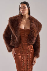 POPPY CROPPED FAUX FUR IN BROWN