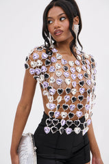 LOVE ON TOP RHINESTONE CHAIN TOP
