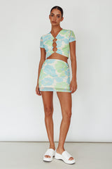 Angelus Ring Accent Mini Skirt Printed Cream