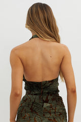 Branson Backless Halter Top Olive