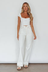 Citrine Dreams String Tie Detail Crop Top White