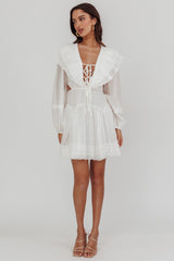 Alive Pleated Sailor Collar Mini Dress White