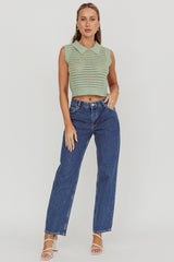 Daithi Collared Sleeveless Knit Top Mint