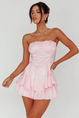 Angel Sky Gathered Bust Romper Pink