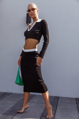 Brinley Ribbed Midi Skirt Black