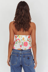 Asiah Halter Neck Top Floral White