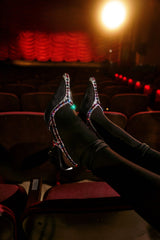 AZALEA WANG SPEEDYIE BLACK MULTI MESH AND MULTI COLORED RHINESTONES PUMP