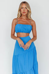 Bondi Gathered Crop Top Sapphire