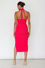 Crystal Skies Cut-Out Feature Midi Dress Fuchsia