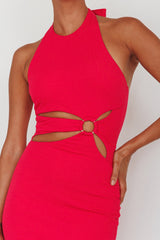 Crystal Skies Cut-Out Feature Midi Dress Fuchsia