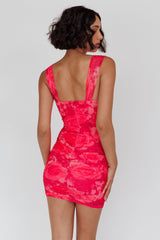 Daydreaming Ruched Mini Dress Floral Pink