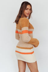 Count On It Fuzzy Knit Mini Dress Brown Multi