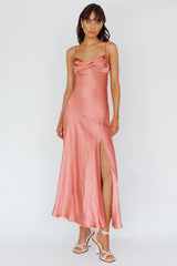 Amity Twist Bust Split Maxi Dress Rose