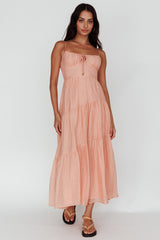 Doe Tie Bust Maxi Dress Apricot