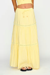 Canyon Cove Crochet Trim Maxi Skirt Yellow