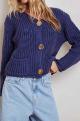 Cindie Chunky Knit Cardigan Navy