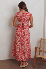 Called Out Gathered Bodice Maxi Dress Floral Red