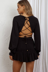 Aubrette Shirred Waist Mini Skirt Black