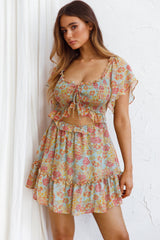Daphne Shirred Bust Mini Dress Floral Mint