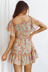 Daphne Shirred Bust Mini Dress Floral Mint