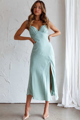 Clovelly Tied Shoulder Midi Dress Sage