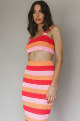 Chase The Sunrise Knit Crop Top Striped Pink
