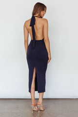 Caden Backless Halterneck Dress Navy