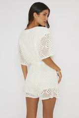 Asana Crochet Button Romper Cream