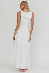 Dalayla Sleeveless Ruched Maxi Dress White