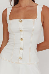 Big Plans Button Front Mini Dress White