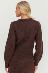 Daelyn Gold Button Pocket Cardigan Coffee